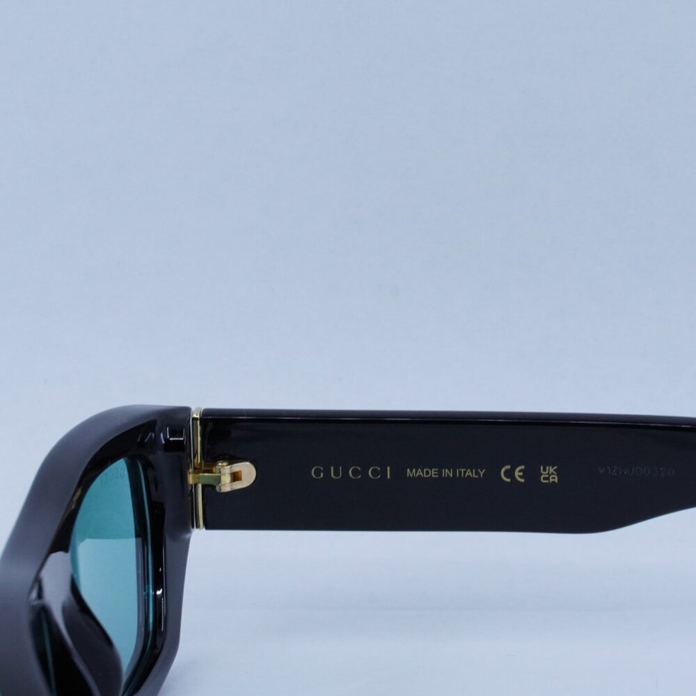 Gucci GG1134S 004 Men Sunglasses Black Rectangle Frame, Green Lenses - Picture 4 of 11